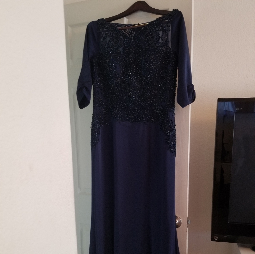 Beaded Blue Evening Gown